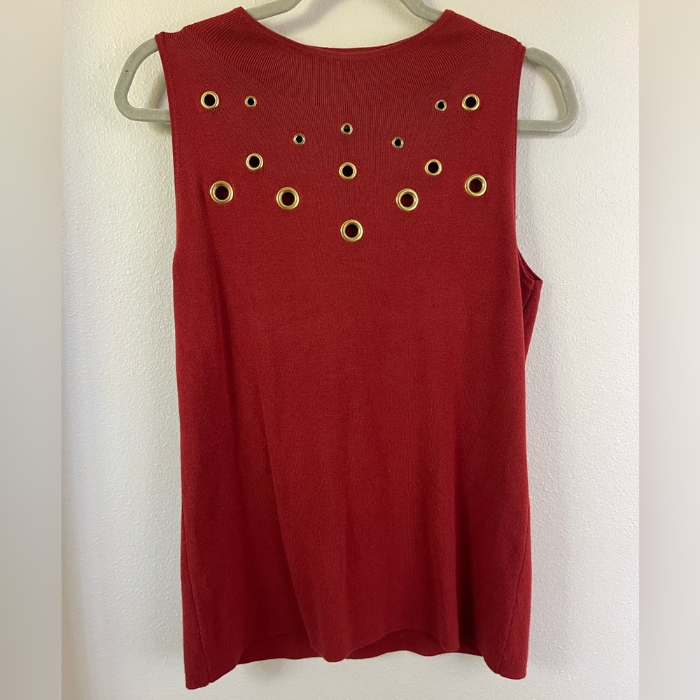INC International Concepts Red Sleeveless Tank with Gold Grommets